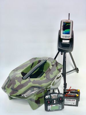 Toslon Xboat 2 Color Green Camo with Toslon TF740 Fishfinder, GPS, Autopilot
